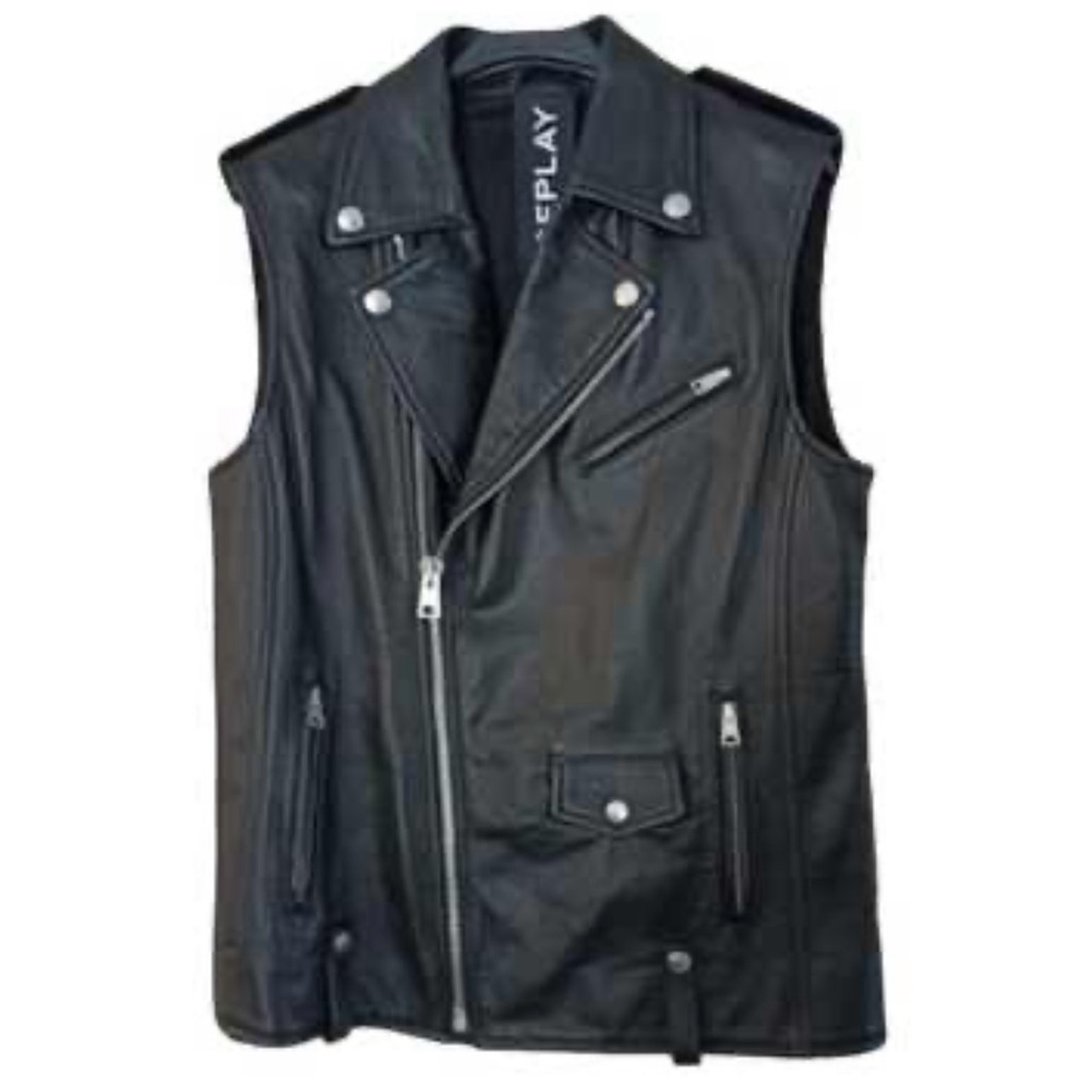 Like new - Replay sleeveless biker jacket 100% lamb skin